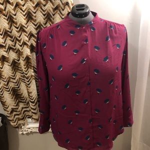 Deep Magenta Chiffon Blouse with Flowers